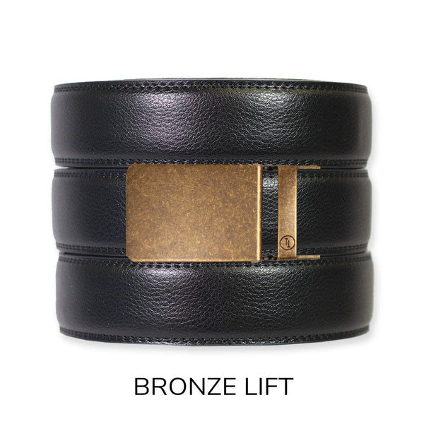 Tough Apparel - Black Leather Ratchet Belt & Buckle Set - Bawston & Tucker - 