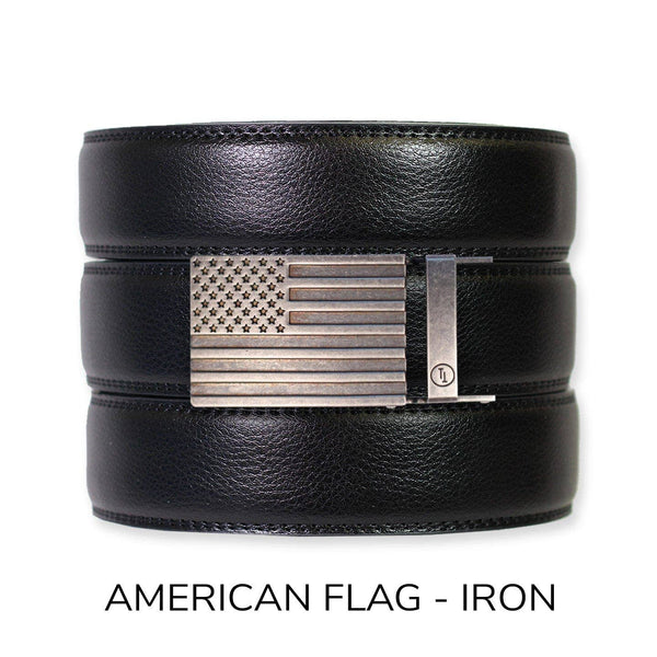 Tough Apparel - Black Leather Ratchet Belt & Buckle Set - Bawston & Tucker - 