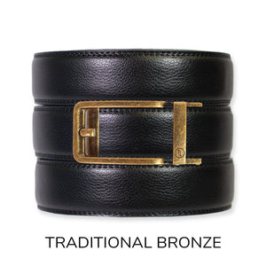 Tough Apparel - Black Leather Ratchet Belt & Buckle Set - Bawston & Tucker - 