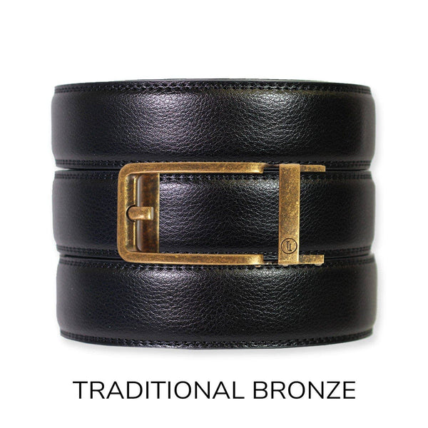 Tough Apparel - Black Leather Ratchet Belt & Buckle Set - Bawston & Tucker - 