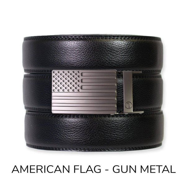 Tough Apparel - Black Leather Ratchet Belt & Buckle Set - Bawston & Tucker - 