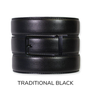Tough Apparel - Black Leather Ratchet Belt & Buckle Set - Bawston & Tucker - 