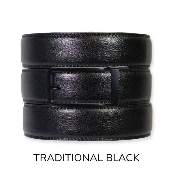 Tough Apparel - Black Leather Ratchet Belt & Buckle Set - Bawston & Tucker - 