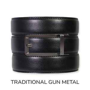 Tough Apparel - Black Leather Ratchet Belt & Buckle Set - Bawston & Tucker - 