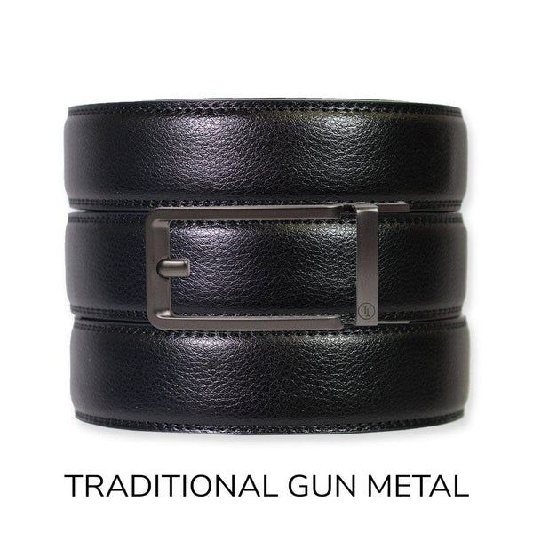 Tough Apparel - Black Leather Ratchet Belt & Buckle Set - Bawston & Tucker - 