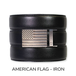 Tough Apparel - Black Leather Ratchet Belt & Buckle Set - Bawston & Tucker - 