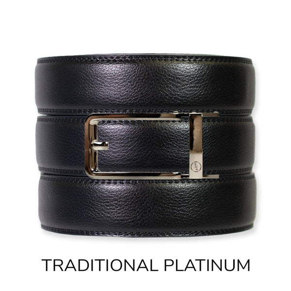 Tough Apparel - Black Leather Ratchet Belt & Buckle Set - Bawston & Tucker - 