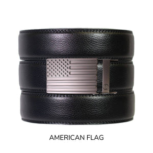 Tough Apparel - Black Leather Ratchet Belt & Buckle Set - Bawston & Tucker - 