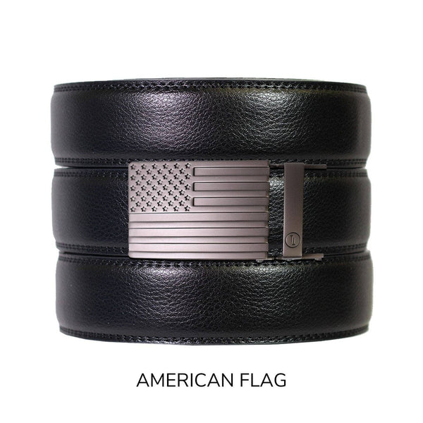 Tough Apparel - Black Leather Ratchet Belt & Buckle Set - Bawston & Tucker - 