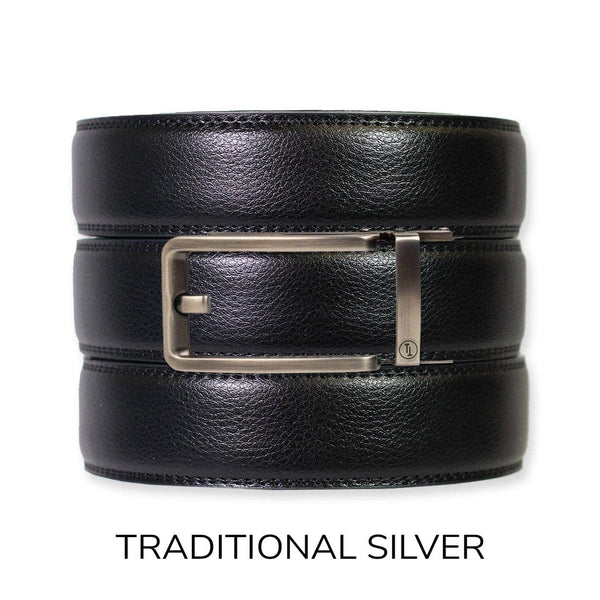 Tough Apparel - Black Leather Ratchet Belt & Buckle Set - Bawston & Tucker - 