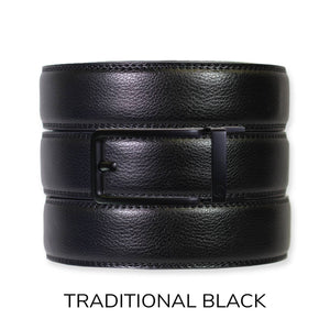 Tough Apparel - Black Leather Ratchet Belt & Buckle Set - Bawston & Tucker - 