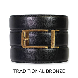 Tough Apparel - Black Leather Ratchet Belt & Buckle Set - Bawston & Tucker - 