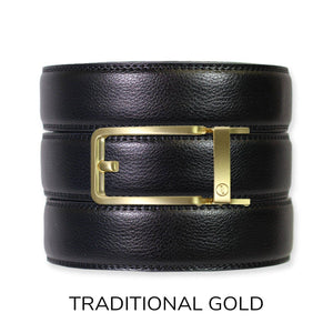 Tough Apparel - Black Leather Ratchet Belt & Buckle Set - Bawston & Tucker - 