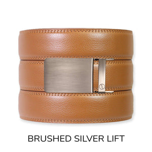 Tough Apparel - British Tan Leather Ratchet Belt & Buckle Set - Bawston & Tucker - 