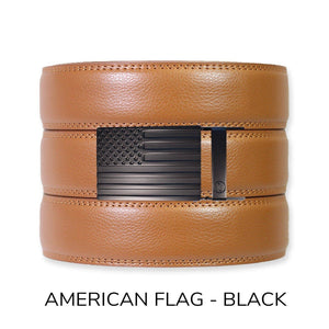 Tough Apparel - British Tan Leather Ratchet Belt & Buckle Set - Bawston & Tucker - 