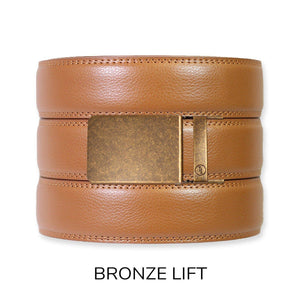 Tough Apparel - British Tan Leather Ratchet Belt & Buckle Set - Bawston & Tucker - 