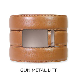 Tough Apparel - British Tan Leather Ratchet Belt & Buckle Set - Bawston & Tucker - 