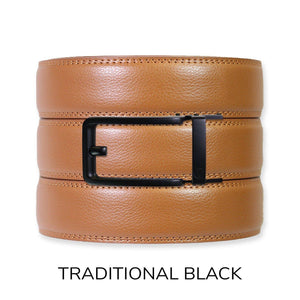 Tough Apparel - British Tan Leather Ratchet Belt & Buckle Set - Bawston & Tucker - 