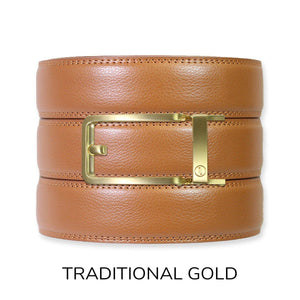 Tough Apparel - British Tan Leather Ratchet Belt & Buckle Set - Bawston & Tucker - 