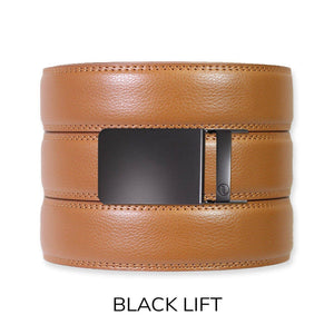 Tough Apparel - British Tan Leather Ratchet Belt & Buckle Set - Bawston & Tucker - 