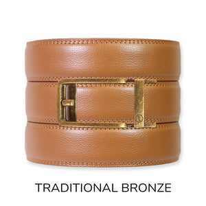Tough Apparel - British Tan Leather Ratchet Belt & Buckle Set - Bawston & Tucker - 