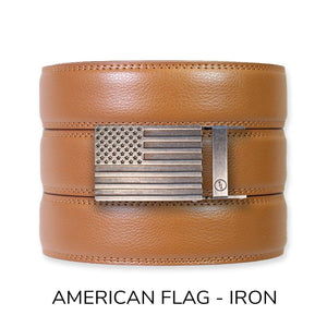 Tough Apparel - British Tan Leather Ratchet Belt & Buckle Set - Bawston & Tucker - 