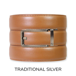 Tough Apparel - British Tan Leather Ratchet Belt & Buckle Set - Bawston & Tucker - 