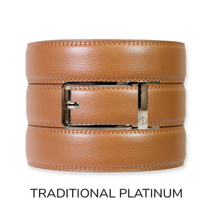 Tough Apparel - British Tan Leather Ratchet Belt & Buckle Set - Bawston & Tucker - 