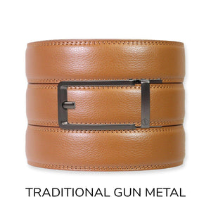 Tough Apparel - British Tan Leather Ratchet Belt & Buckle Set - Bawston & Tucker - 