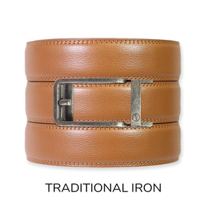 Tough Apparel - British Tan Leather Ratchet Belt & Buckle Set - Bawston & Tucker - 