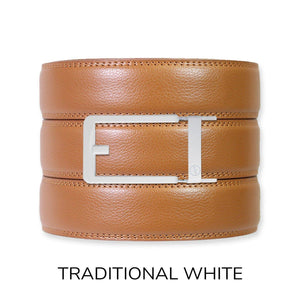 Tough Apparel - British Tan Leather Ratchet Belt & Buckle Set - Bawston & Tucker - 