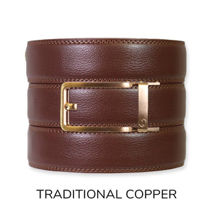 Tough Apparel - Chestnut Leather Ratchet Belt & Buckle Set - Bawston & Tucker - 