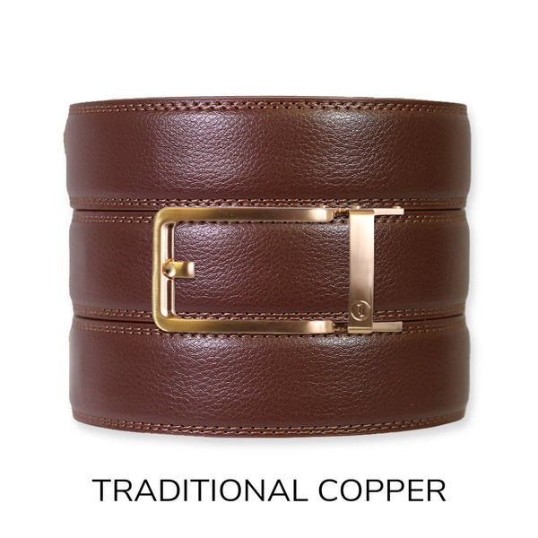 Tough Apparel - Chestnut Leather Ratchet Belt & Buckle Set - Bawston & Tucker - 