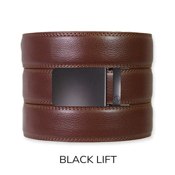 Tough Apparel - Chestnut Leather Ratchet Belt & Buckle Set - Bawston & Tucker - 