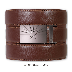 Tough Apparel - Chestnut Leather Ratchet Belt & Buckle Set - Bawston & Tucker - 