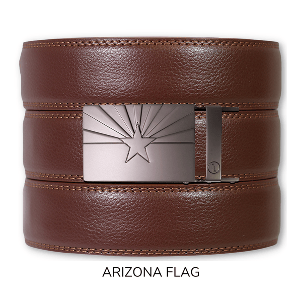 Tough Apparel - Chestnut Leather Ratchet Belt & Buckle Set - Bawston & Tucker - 