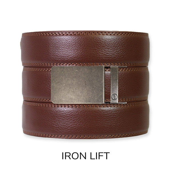 Tough Apparel - Chestnut Leather Ratchet Belt & Buckle Set - Bawston & Tucker - 