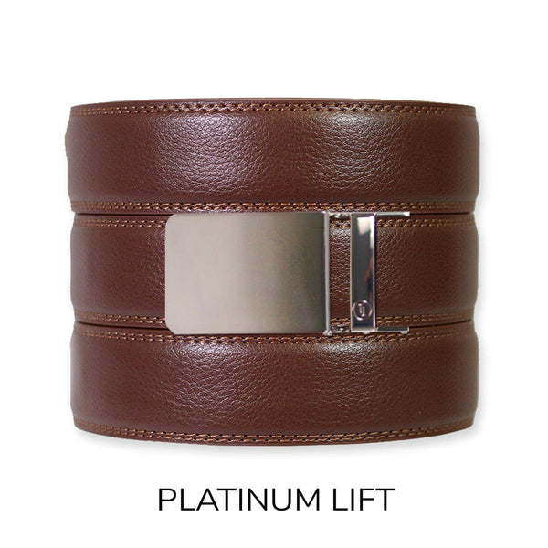 Tough Apparel - Chestnut Leather Ratchet Belt & Buckle Set - Bawston & Tucker - 