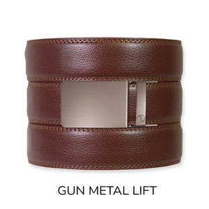 Tough Apparel - Chestnut Leather Ratchet Belt & Buckle Set - Bawston & Tucker - 