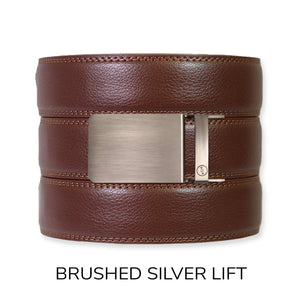 Tough Apparel - Chestnut Leather Ratchet Belt & Buckle Set - Bawston & Tucker - 