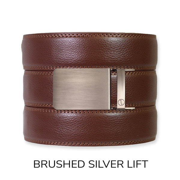 Tough Apparel - Chestnut Leather Ratchet Belt & Buckle Set - Bawston & Tucker - 