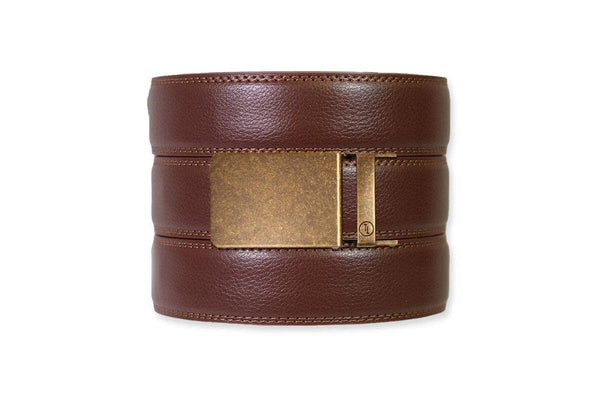 Tough Apparel - Chestnut Leather Ratchet Belt & Buckle Set - Bawston & Tucker - 