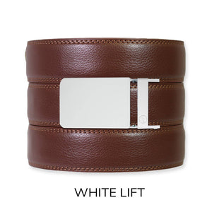 Tough Apparel - Chestnut Leather Ratchet Belt & Buckle Set - Bawston & Tucker - 