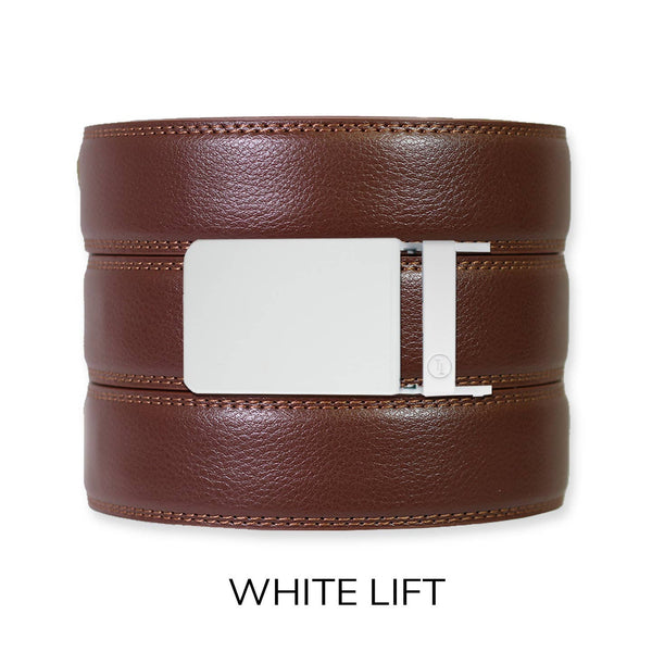 Tough Apparel - Chestnut Leather Ratchet Belt & Buckle Set - Bawston & Tucker - 