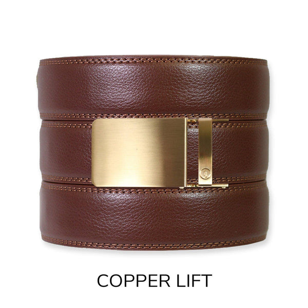 Tough Apparel - Chestnut Leather Ratchet Belt & Buckle Set - Bawston & Tucker - 