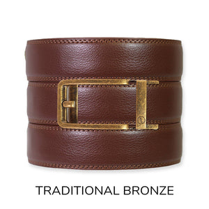 Tough Apparel - Chestnut Leather Ratchet Belt & Buckle Set - Bawston & Tucker - 