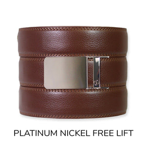 Tough Apparel - Chestnut Leather Ratchet Belt & Buckle Set - Bawston & Tucker - 