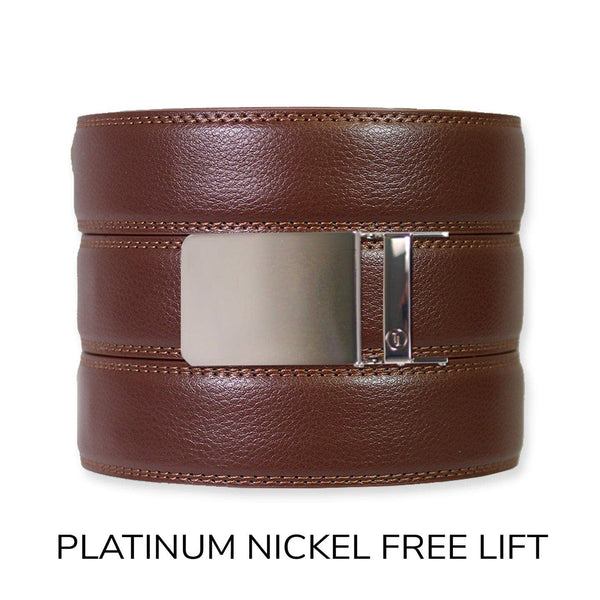 Tough Apparel - Chestnut Leather Ratchet Belt & Buckle Set - Bawston & Tucker - 