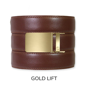 Tough Apparel - Chestnut Leather Ratchet Belt & Buckle Set - Bawston & Tucker - 