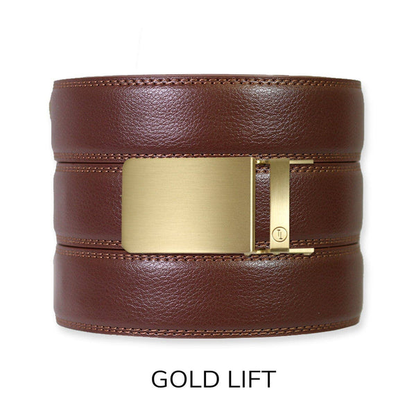 Tough Apparel - Chestnut Leather Ratchet Belt & Buckle Set - Bawston & Tucker - 